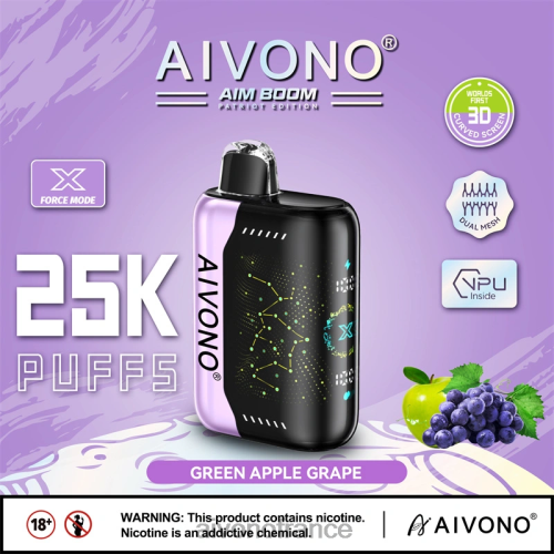 Aivono AIM BOOM 25000 raisin pomme verte 88PBH346 - Aivono Puffs