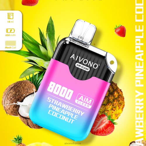 Aivono AIM CLEAR 8000 fraise ananas noix de coco 88PBH207 - Aivono Vape