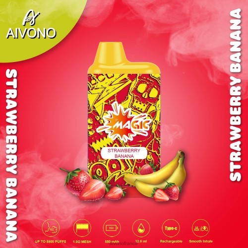 Aivono AIM MAGIC cigarette de boîte de 5800 bouches fraise banane 88PBH93 - Aivono Vapes