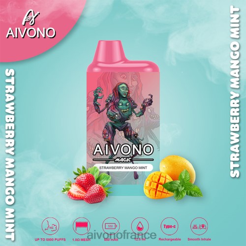 Aivono AIM MAGIC cigarette de boîte de 5800 bouches fraise mangue menthe 88PBH97 - Aivono Vape