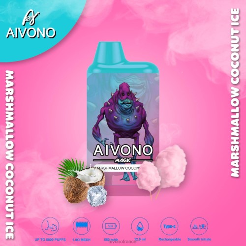 Aivono AIM MAGIC cigarette de boîte de 5800 bouches glace à la guimauve et à la noix de coco 88PBH95 - Aivono Vape France