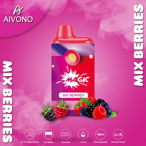 Aivono AIM MAGIC cigarette de boîte de 5800 bouches mélanger les baies 88PBH100 - Aivono Vape France