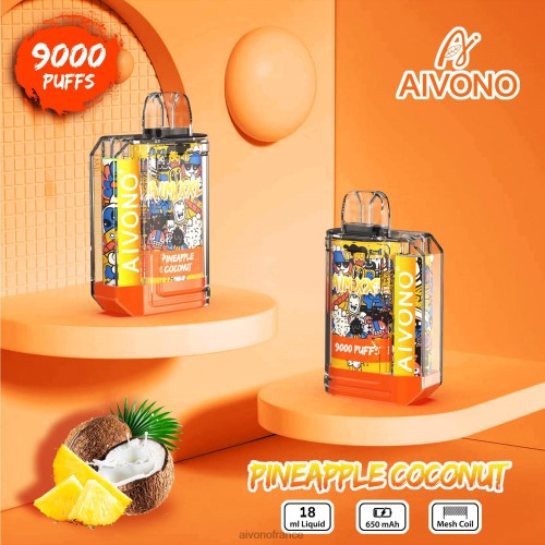 Aivono AIM XXL Autocollant bouche 9000 transparent ananas noix de coco 88PBH52 - Aivono Vape