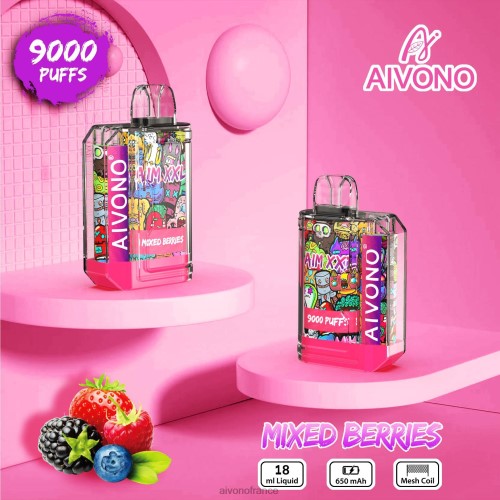 Aivono AIM XXL Autocollant bouche 9000 transparent baies mélangées 88PBH51 - Aivono Puffs