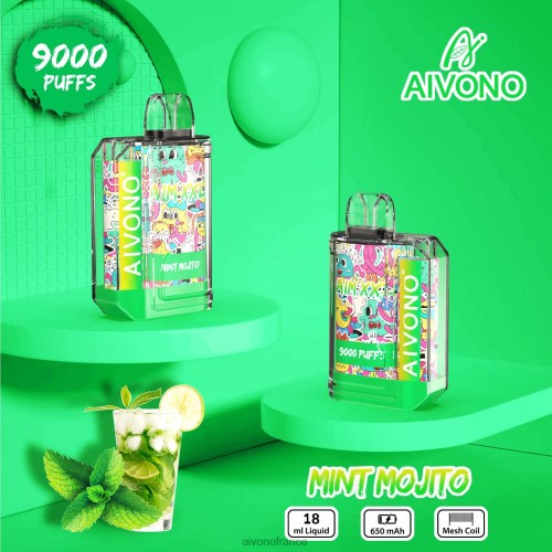 Aivono AIM XXL Autocollant bouche 9000 transparent mojito à la menthe 88PBH55 - Aivono Vape France